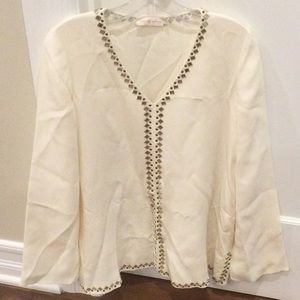 Tory Burch Cream Long Sleeve Blouse